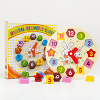 Color Cartoon Bunny Digital Clock Child Baby Early Learning Puzzle