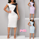 contrast color slim dress