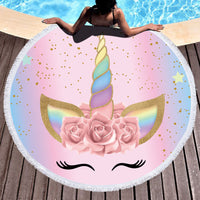 Unicorn tassel round beach towel bath towel yoga mat