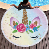 Unicorn tassel round beach towel bath towel yoga mat