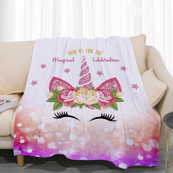 Unicorn coral fleece blanket