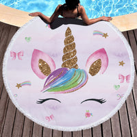 Unicorn tassel round beach towel bath towel yoga mat